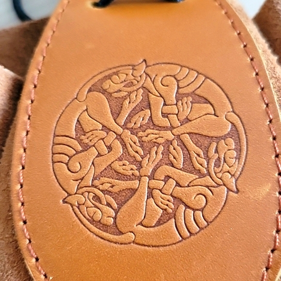 Tooled Leather and Rawhide Drawstring Pouch - Picture 2 of 5